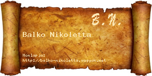 Balko Nikoletta névjegykártya